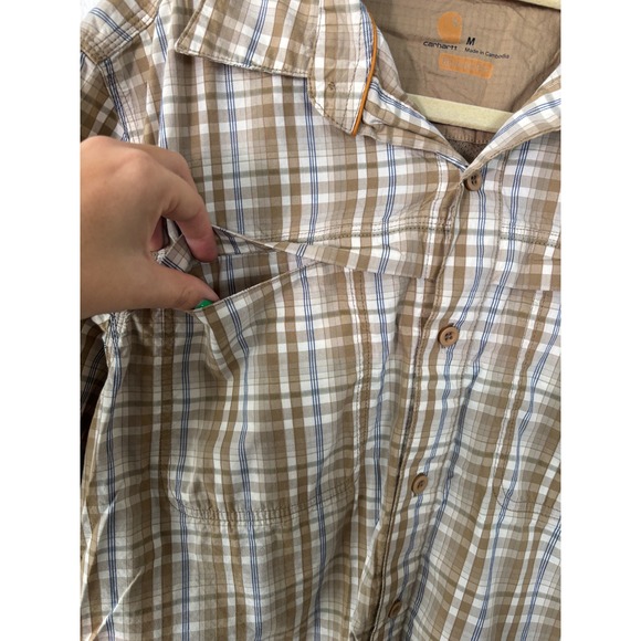 Carhartt Force Mens Vented Plaid Short Sleeve Button Up Shirt Relaxed Fit Size M - Picture 6 of 8